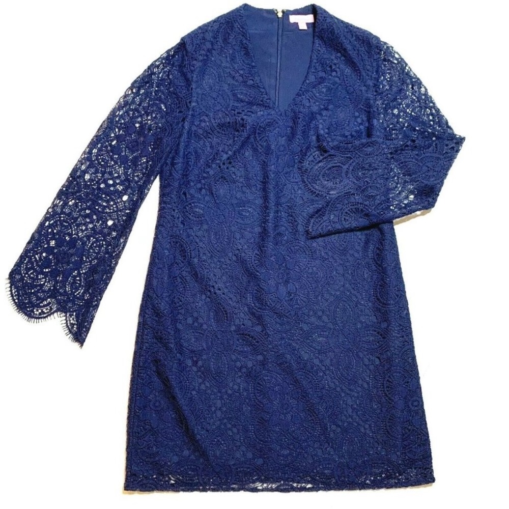 Lilly Pulitzer Felicity Lace A-Line Dress Navy 6